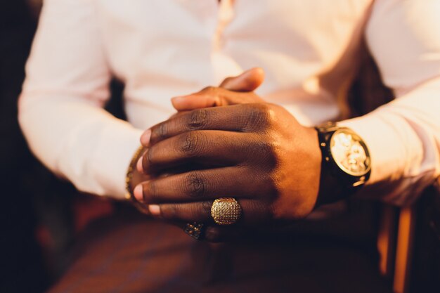 Premium Photo Close Up Or Closeup Of Hands Of Faithful Mature Man