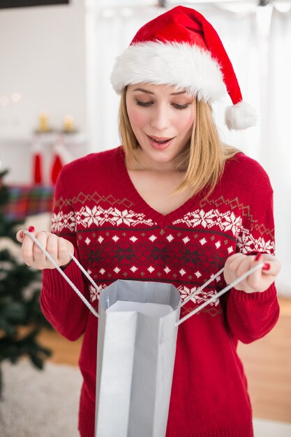 Premium Photo Festive Blonde Opening Gift Bag