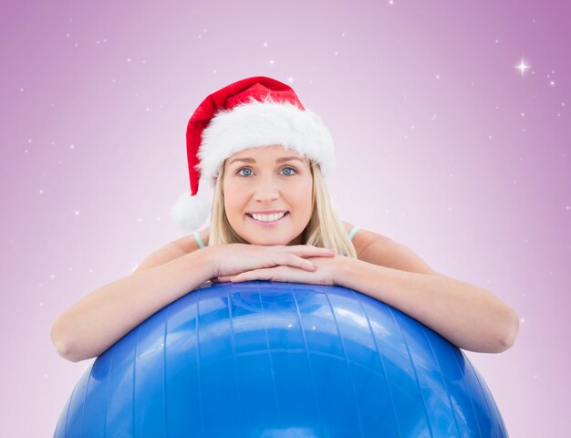 Premium Photo Festive Fit Blonde Leaning On Exercise Ball