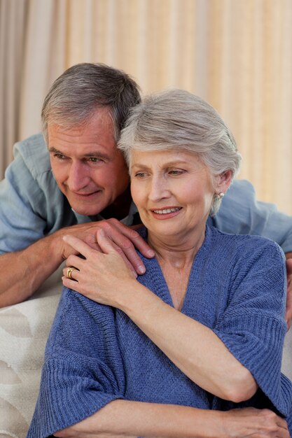 Premium Photo Mature Man Hugging His Wife