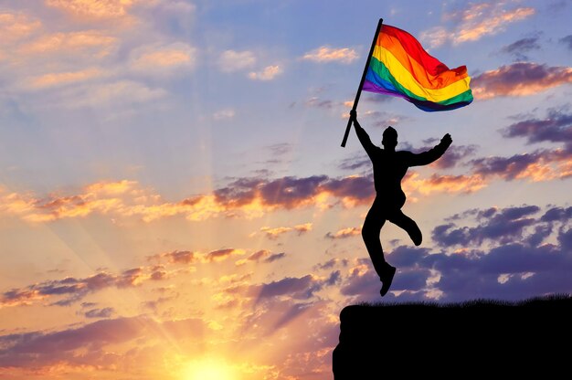 Premium Photo Oncept Of Gay People Silhouette Of A Happy Gay Jump