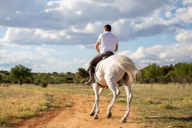 White riding black