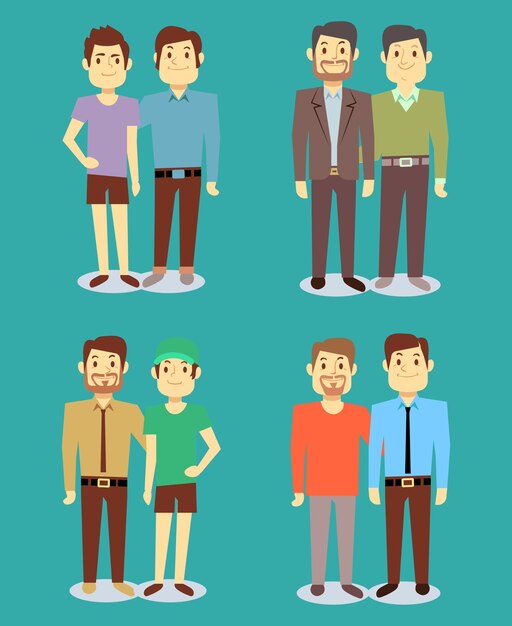 Premium Vector Happy Gay Lgbt Men Pairs In Love Teal Background