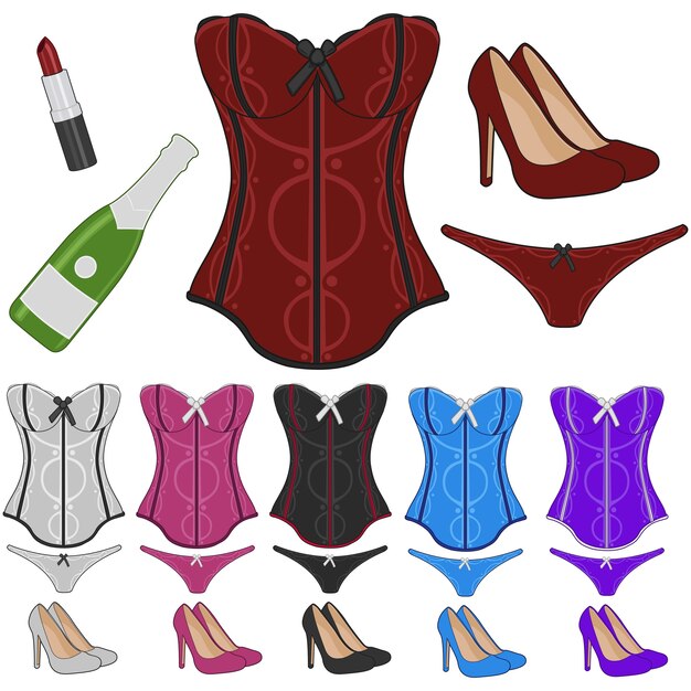 Premium Vector Lingerie Erotic Costume Doodle Icons Hand Made