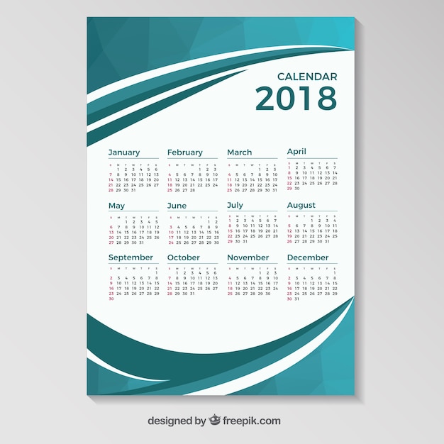 Календарь в векторе на 2018