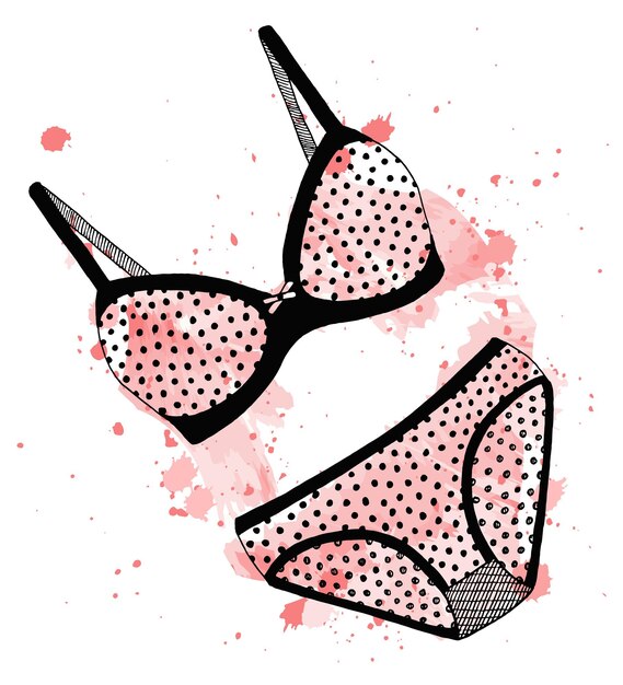 Croquis De Lingerie Soutien Gorge Et Culotte Illustration Aquarelle