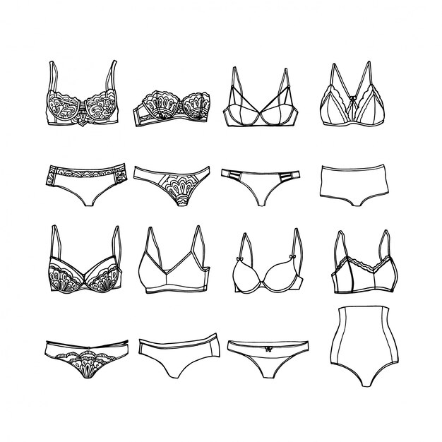 Illustration Dessin E La Main De Lingerie Vecteur Premium