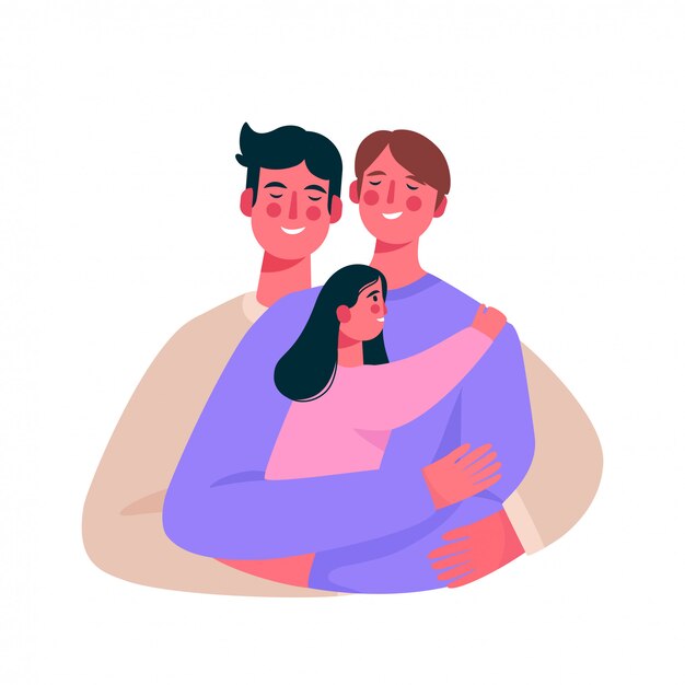 Feliz Familia Homosexual Pareja Gay Con Un Beb Vector Premium