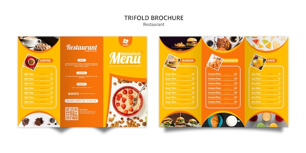 Szablon broszury internetowej restauracji tripfold Darmowe Psd