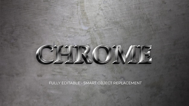 Szablon stylu tekstu chrom metalowy Premium Psd