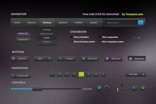 Web ui kit w stylu dark Darmowe Psd