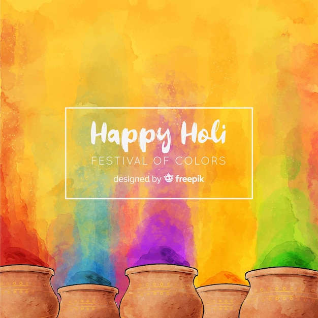 Akwarela gulal holi festiwalu tło Darmowych Wektorów
