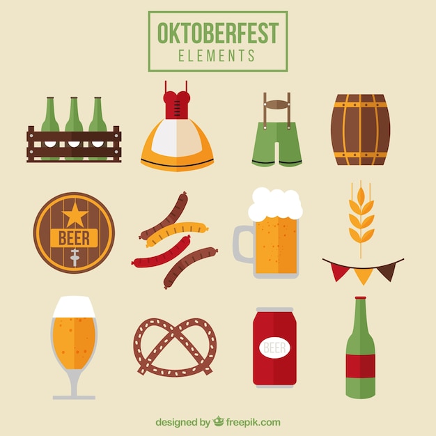 Artykuły spożywcze i przedmioty do oktoberfest- Darmowych Wektorów