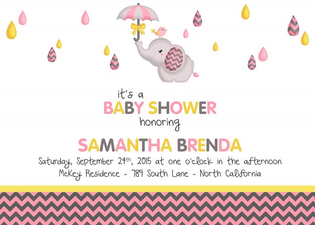 Baby shower baby girl zaproszenie Premium Wektorów