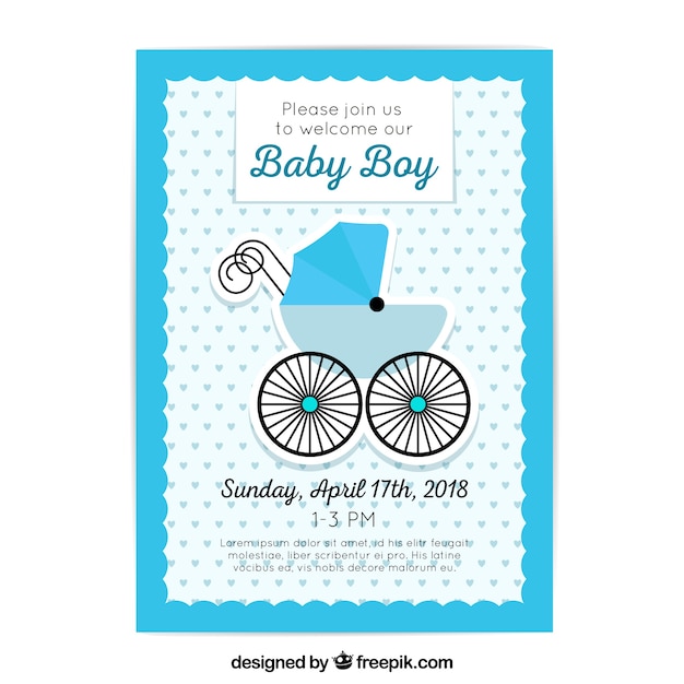 Baby shower zaproszenia w stylu płaski Darmowych Wektorów Baby shower zaproszenia w stylu płaski Darmowych Wektorów