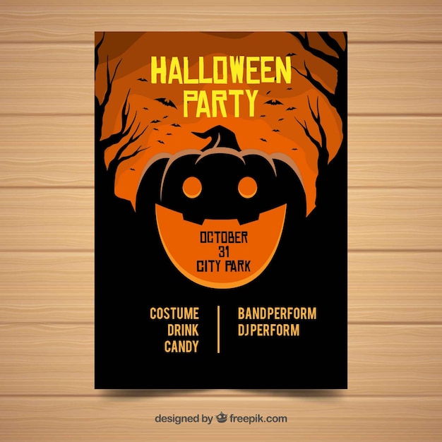 Creepy Halloween Party Plakat Szablon Z Płaska Konstrukcja ...