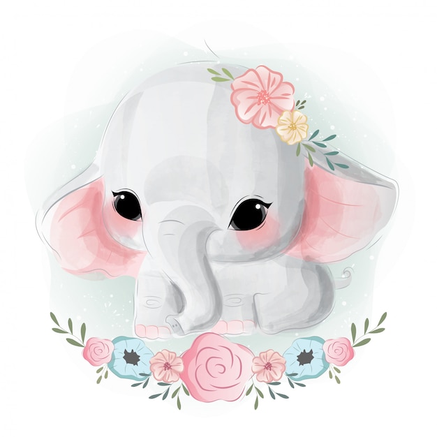 Cute baby elephant Premium Wektorów