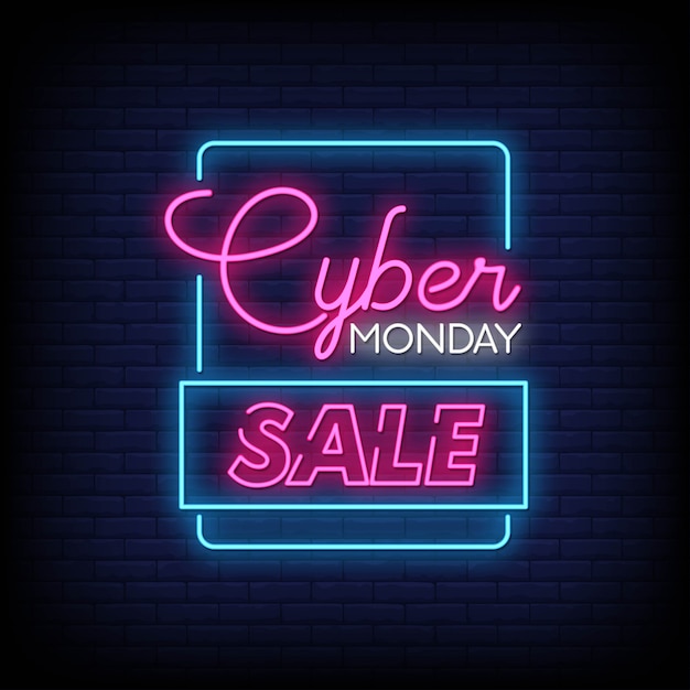 Cyber poniedziałku neonowe znaki styl tekst wektor Premium Wektorów