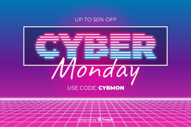 Cybernetyczny poniedziałek koncepcja w stylu retro futurystyczny Darmowych Wektorów