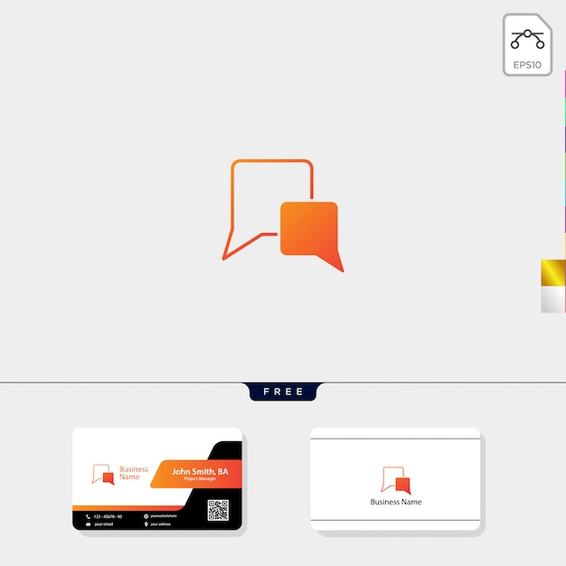 Czat mówić logo i szablon projektu wizytówki Premium Wektorów