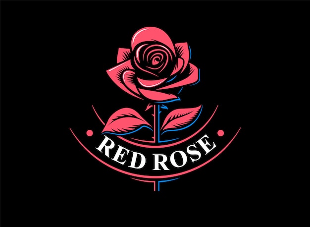 Czerwona Róża Logo Ilustracja, Godło Projekt Na Czarnym