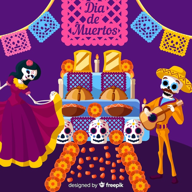 Dia de muertos tła pojęcie Darmowych Wektorów