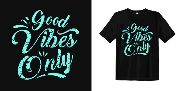 Dobre Wibracje Tylko Typograficzny Projekt Koszulki Premium Wektorów
