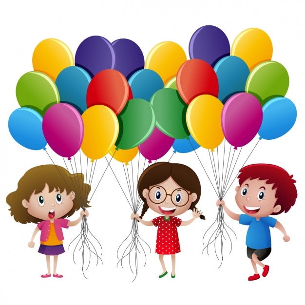 Dzieci Z Balonów Projektowania Darmowych Wektorów