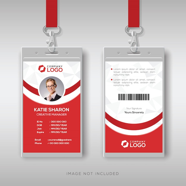 Elegancki czerwony i biały szablon karty identyfikacyjnej Premium Wektorów