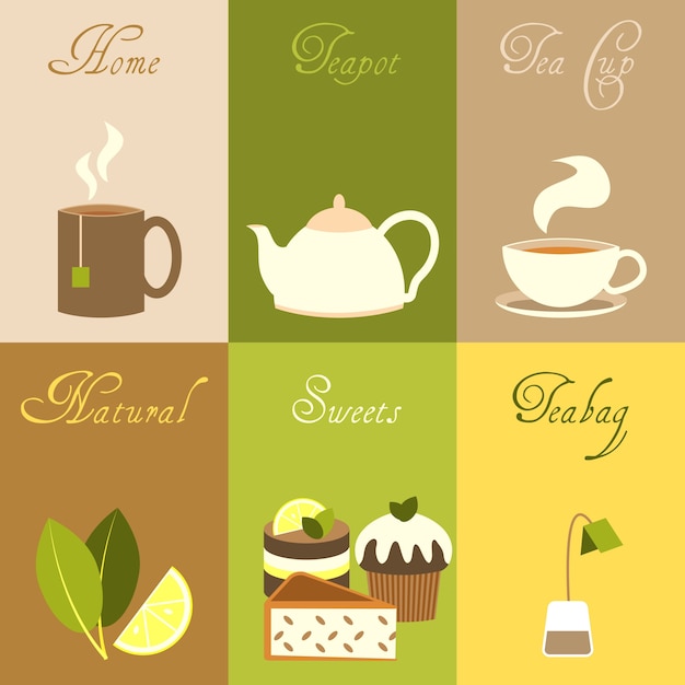 Elementy kolekcji tea Darmowych Wektorów