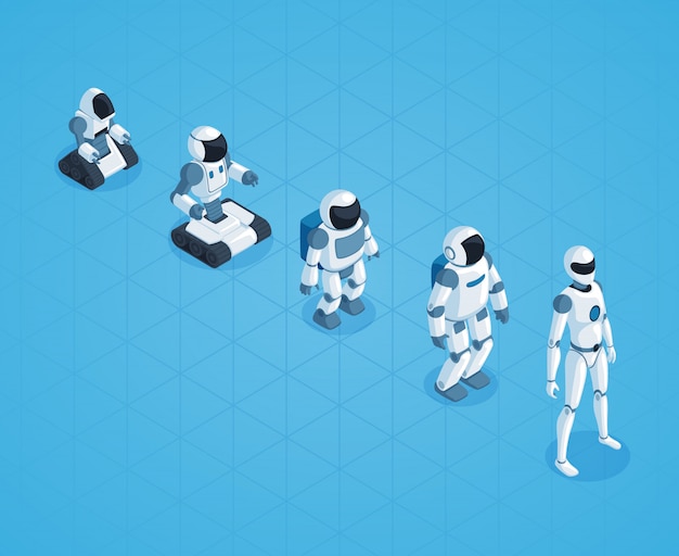 Evolution of robots isometric design Darmowych Wektorów