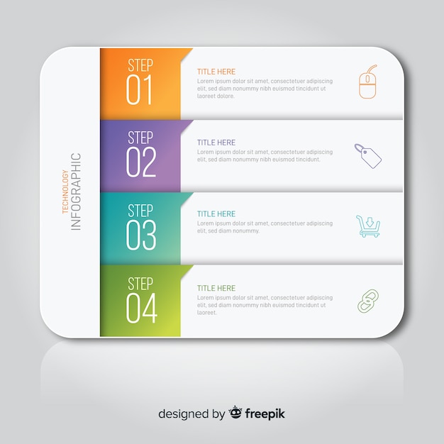 Gradient szablon infographic kroki Darmowych Wektorów