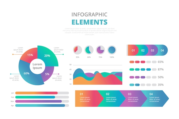 Gradientowa kolekcja elementów infographic Darmowych Wektorów