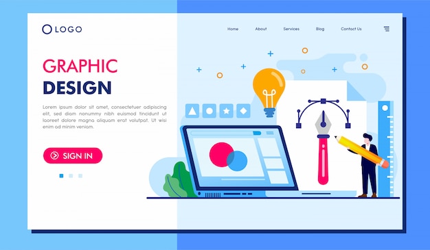 Graficznego Projekta Strony Docelowej Strony Internetowej Ilustracyjny Wektorowy Projekt Premium Wektorów