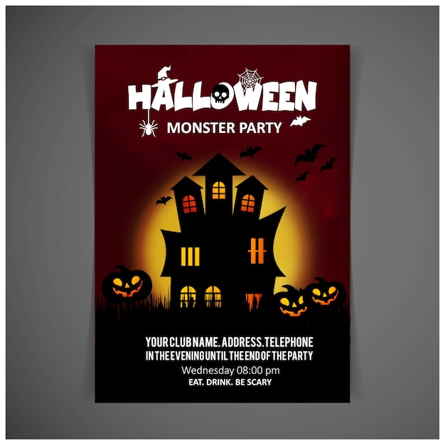 Halloween party zaproszenie projekt karty wektor Premium Wektorów