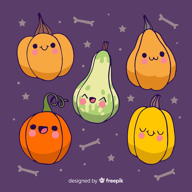 Halloween ręcznie rysowane słodkie dynie Darmowych Wektorów