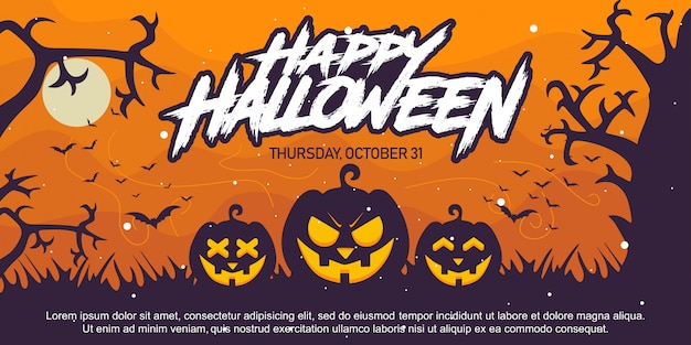 Happy halloween tło z dyni sylwetka Premium Wektorów