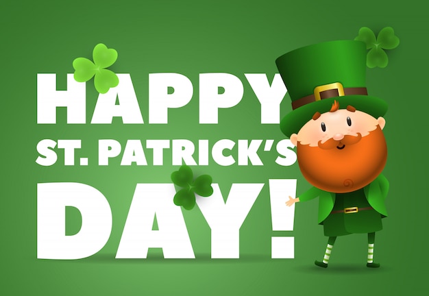 Happy st patricks day napis z leprechaun w kapeluszu Darmowych Wektorów