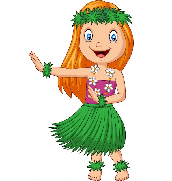 Hawajska Dziewczyna Tańczy Hula Na Białym Tle | Premium Wektor