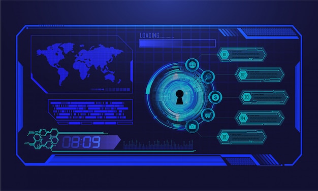 Hud światowego Błękitnego Cyber Obwodu Obwodu Technologii Pojęcia Przyszłościowy Tło Premium Wektorów