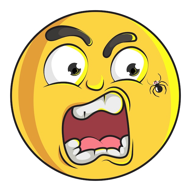 Ilustracja cute smiley emoji jest przerażona. Premium Wektorów
