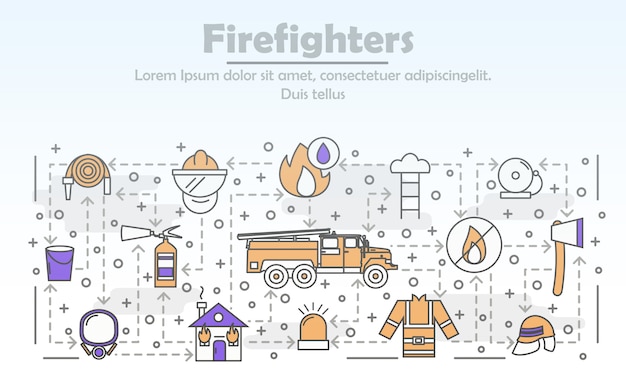 Ilustracja Wektorowa Strażacy Cienkie Sztuki Linii Premium Wektorów