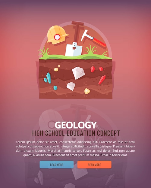 Nauka O Budowie I Dziejach Ziemi Ilustracje Koncepcji Edukacji I Nauki. Geologia. Nauka O Ziemi I