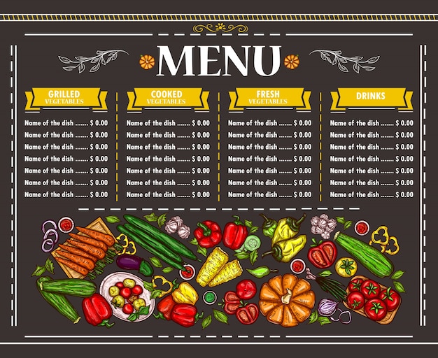 Ilustracji Wektorowych Wegetariańskie Menu Menu Restauracji Darmowy