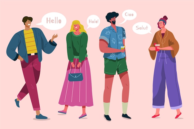 Ilustracyjny pojęcie z ludźmi mówi różnymi językami Darmowych Wektorów