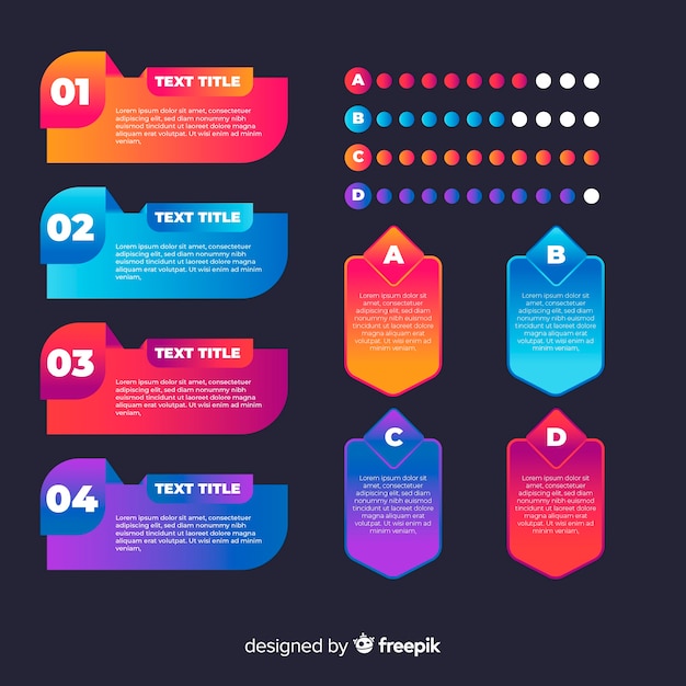 Infografika gradientowa zestaw elementów Darmowych Wektorów