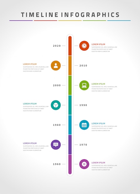 Infografiki I Ikony Wektor Szablon Projektu Osi Czasu Premium Wektor