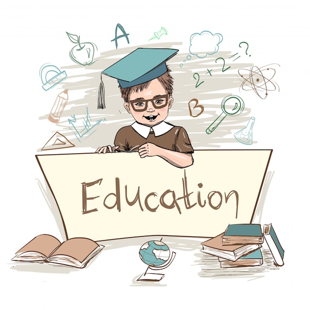Inteligentne dziecko gospodarstwa wyżywienie edukacji Premium Wektorów