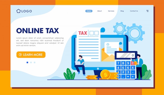 Internetowa strona docelowa podatku ilustracja witryny Premium Wektorów