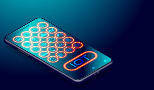 Iot internet rzeczy na smartfonach Premium Wektorów
